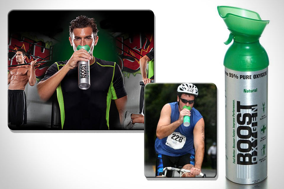Энергетик Boost Oxygen в форме баллона со сжатым кислородом