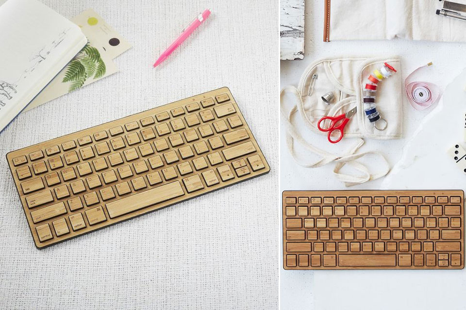 Беспроводная бамбуковая клавиатура Wireless Bamboo Keyboard