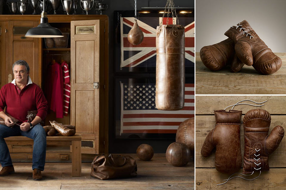 Винтажные боксерские перчатки Restoration Hardware Vintage Leather Boxing Gloves