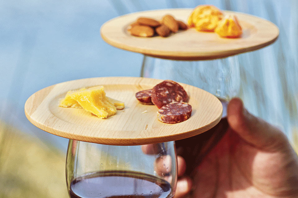 Деревянные тарелочки Wine Glass Appetizer для винных закусок
