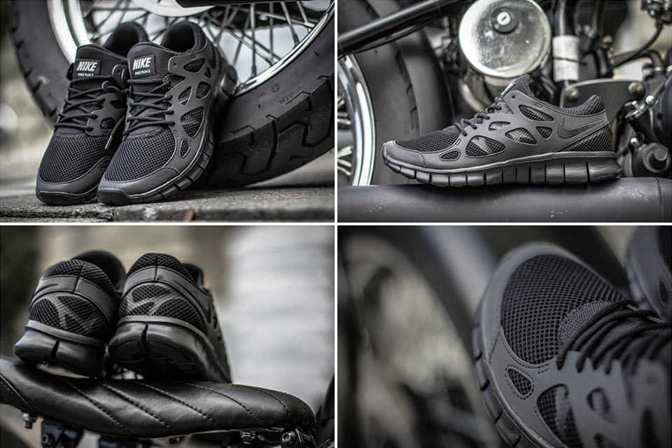 Черные-черные кроссовки Nike Free Run 2 Triple Black